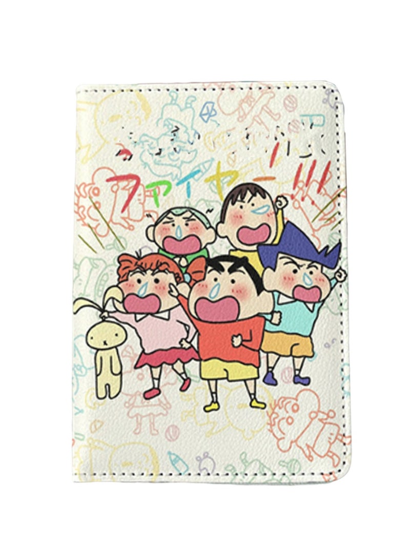 White Cartoon Print 3 Passport Holder Multi-Function Card Holder Passport Protection Cover, Id Card Storage Cover Boy And Girl Card Holder Pu Leather Travel Id Card Holder, Travel Accessories - Image 1